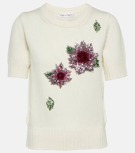 T-shirt in lana con applicazioni - Oscar de la Renta - Modalova