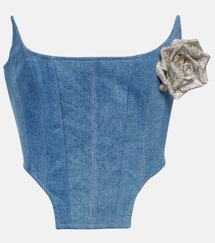 Floral-appliqué denim bustier - Giuseppe di Morabito - Modalova