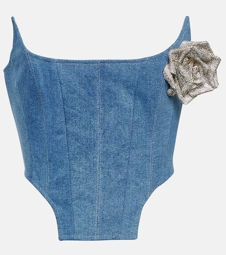 Floral-applique denim bustier - Giuseppe di Morabito - Modalova