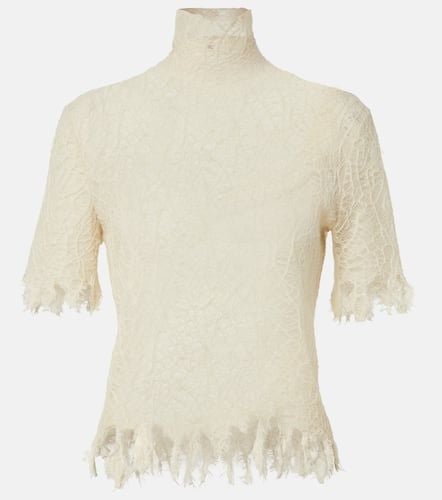 Distressed cotton and silk lace top - Alexander McQueen - Modalova