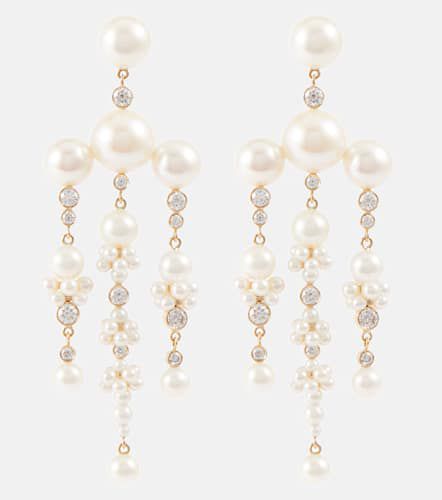 Jardin de RÃªve 14kt gold earrings with diamonds and pearls - Sophie Bille Brahe - Modalova