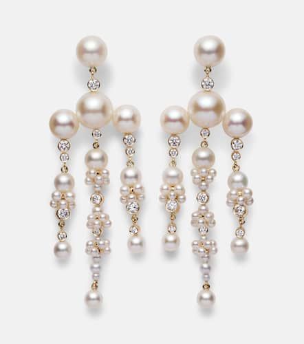 Jardin de Reve 14kt gold earrings with diamonds and pearls - Sophie Bille Brahe - Modalova