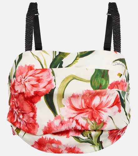 Floral-printed silk-blend crop top - Dolce&Gabbana - Modalova