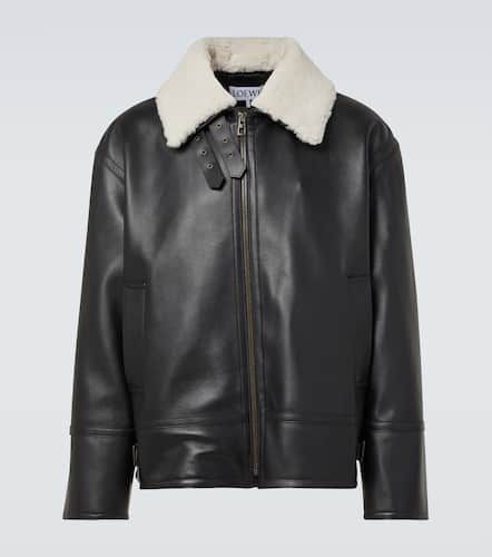 Shearling-trimmed leather jacket - Loewe - Modalova