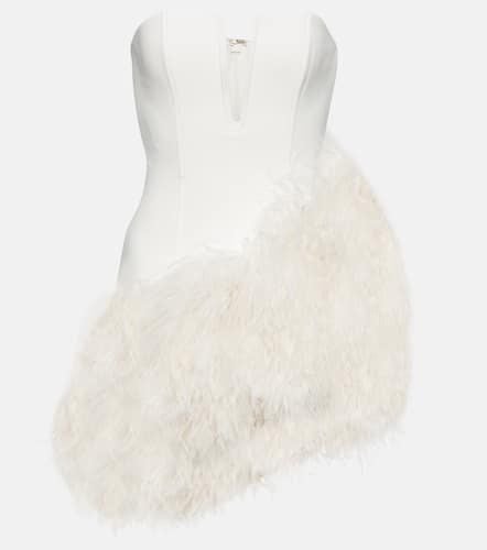 Bridal feather-trimmed cady minidress - David Koma - Modalova