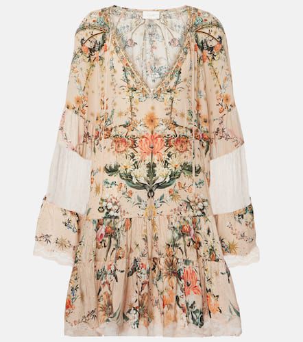 Embellished floral silk crÃªpe minidress - Camilla - Modalova