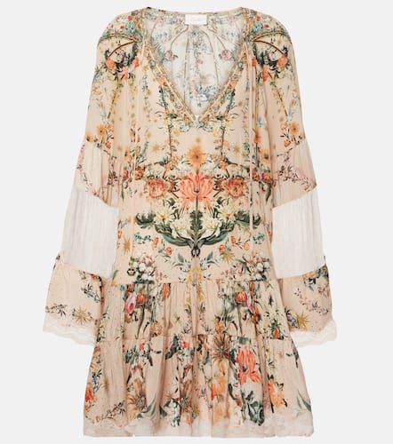 Vestido corto de crepé de seda floral - Camilla - Modalova