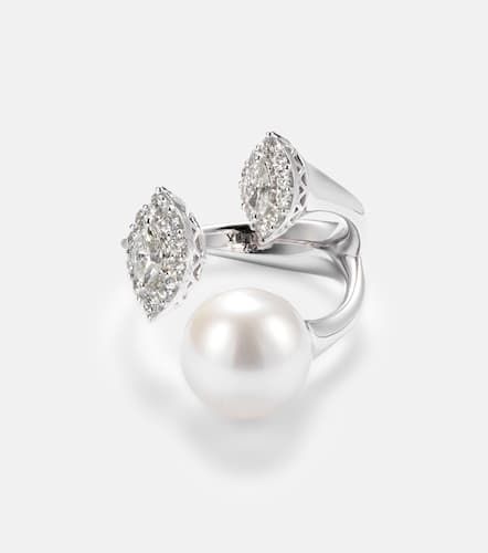 Pearlescent 18kt white gold ring with diamonds and pearl - Yeprem - Modalova