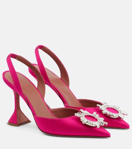 Verzierte Slingback-Pumps Begum aus Satin - Amina Muaddi - Modalova