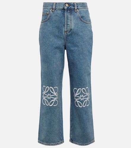 Jeans cropped con anagrama de tiro alto - Loewe - Modalova