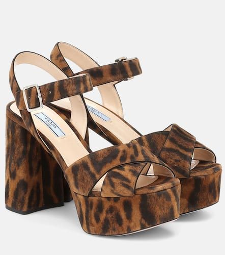 Sandalias de gamuza print de leopardo - Prada - Modalova