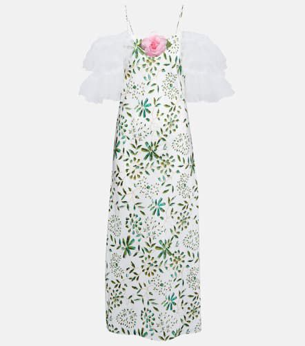 Floral-appliqué silk midi dress - Rodarte - Modalova