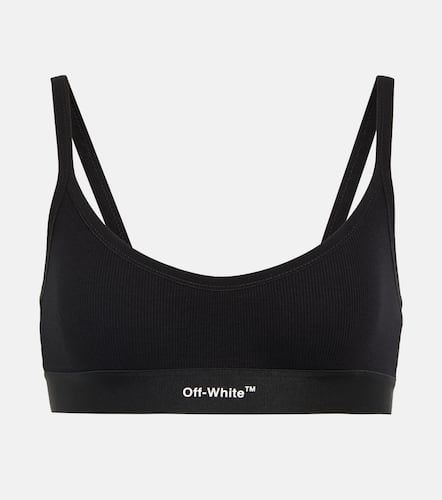 Logo cotton-blend jersey bra - Off-White - Modalova