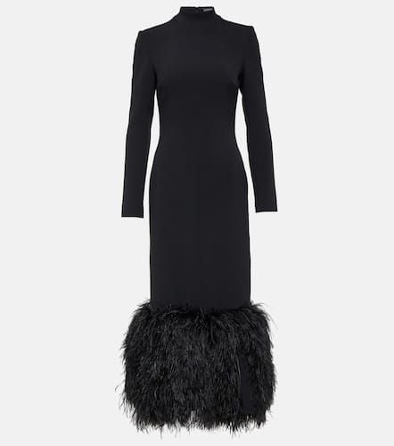 Feather-trimmed cady midi dress - David Koma - Modalova