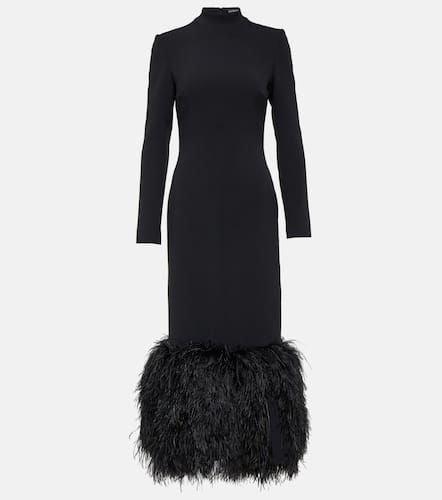 Vestido midi de cady con plumas - David Koma - Modalova