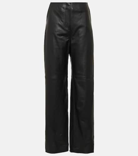 High-rise leather wide-leg pants - Toteme - Modalova