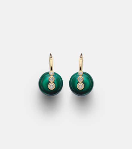 Kt gold earrings with diamonds and malachites - Sydney Evan - Modalova