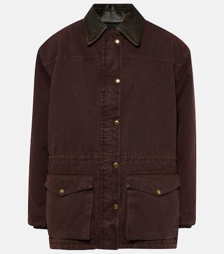 Leather-trimmed cotton canvas jacket - Prada - Modalova