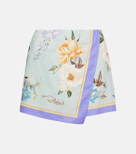 Short en lin et coton à fleurs - Self-Portrait - Modalova