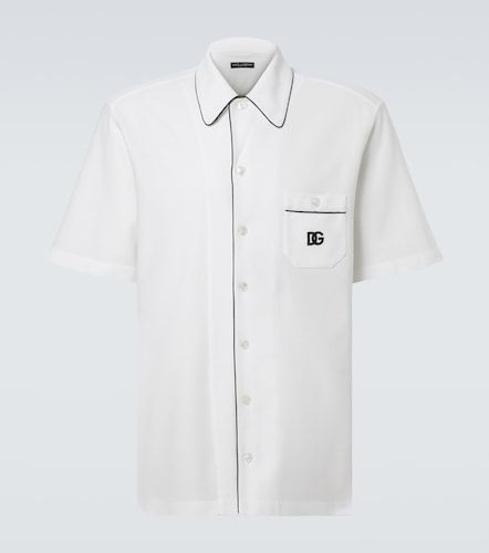 Camisa bowling de piqué de algodón y seda con DG - Dolce&Gabbana - Modalova