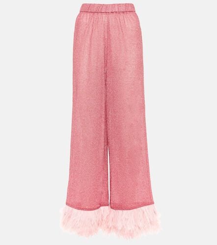 OsÃ©ree LumiÃ¨re feather-trimmed pants - Oseree - Modalova