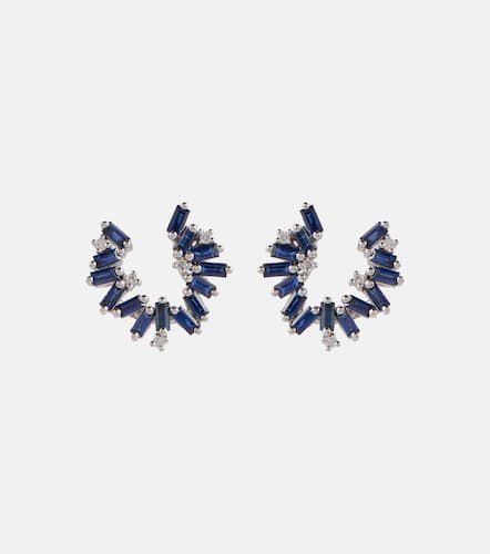 Kt white gold earrings with diamonds and sapphires - Suzanne Kalan - Modalova
