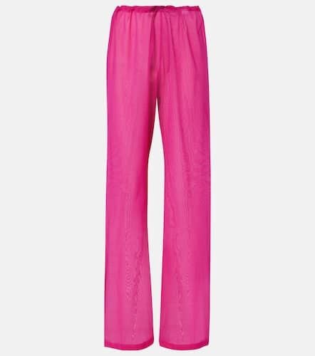 Pantalones anchos en seda de tiro alto - Dries Van Noten - Modalova