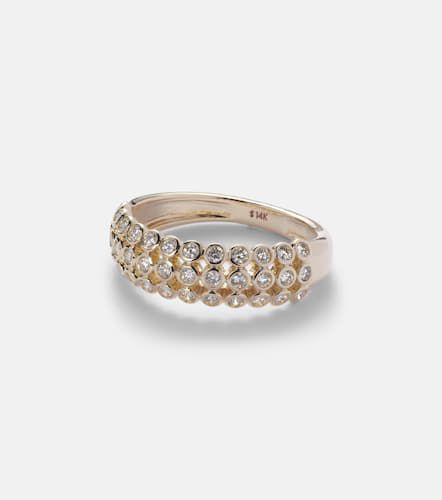 Anello Bold Lattice in 14kt con diamanti - Stone and Strand - Modalova