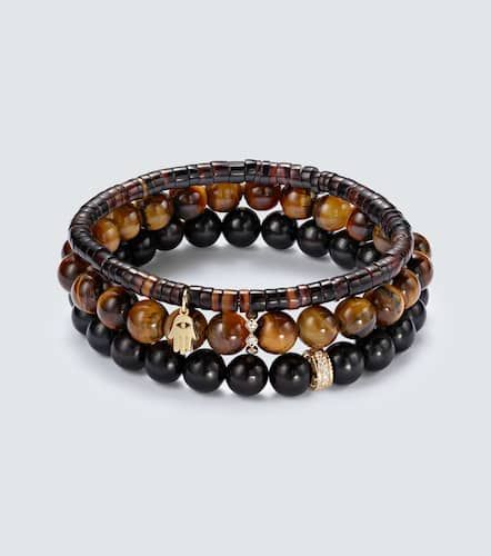 Set of 3 14kt gold beaded bracelets with gemstones - Sydney Evan - Modalova