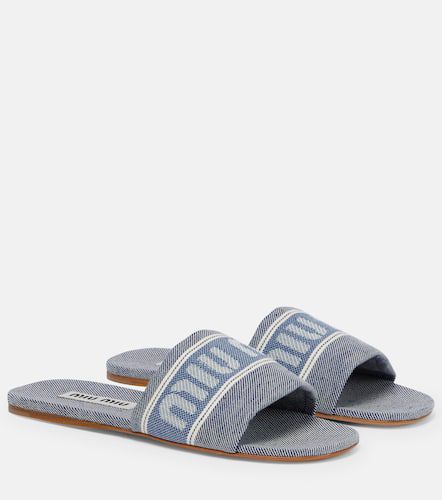 Miu Miu Logo jacquard denim slides - Miu Miu - Modalova