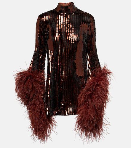 Del Rio feather-trimmed sequined minidress - Taller Marmo - Modalova