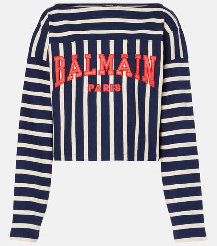 Top in cotone a righe con logo - Balmain - Modalova