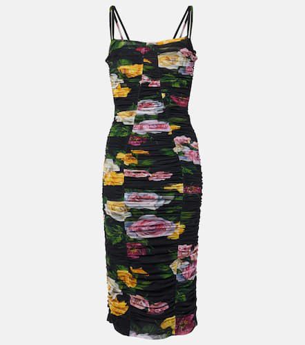 Floral ruched tulle midi dress - Dolce&Gabbana - Modalova