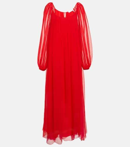 Pleated silk muslin maxi dress - Chloe - Modalova