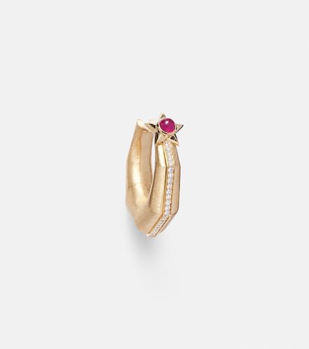 Baba Medium 18kt single hoop earring with diamonds and ruby - Marie Lichtenberg - Modalova