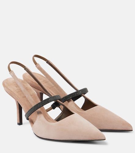 Monili suede slingback pumps - Brunello Cucinelli - Modalova