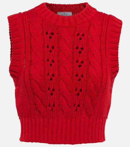 Cropped cable-knit cotton vest - Prada - Modalova