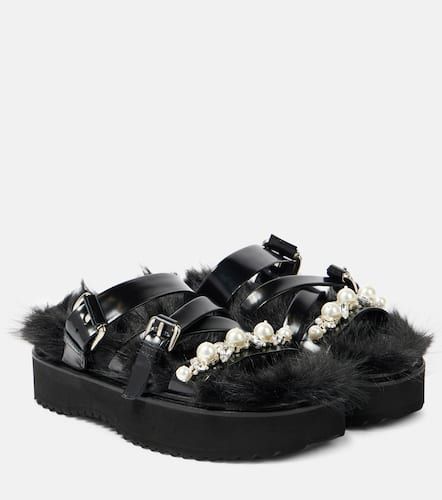 Sandali in pelle con pelliccia sintetica e platform - Simone Rocha - Modalova