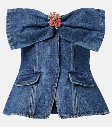 Embellished strapless denim top - Self-Portrait - Modalova