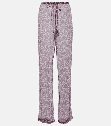 Pantalon droit imprimé en soie - Dries Van Noten - Modalova