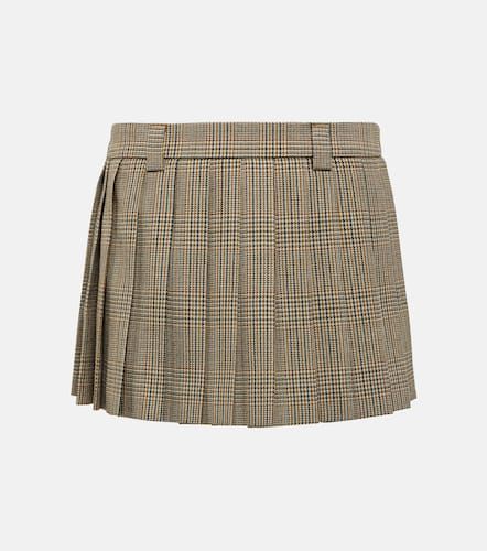 Checked pleated virgin wool miniskirt - Miu Miu - Modalova