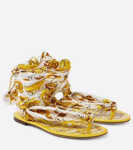 Sandali in twill di seta con stampa - Dolce&Gabbana - Modalova