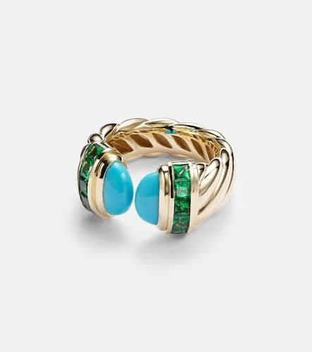 Ring Sculpted Cable aus 18kt Gelbgold mit Smaragden und Türkis - David Yurman - Modalova
