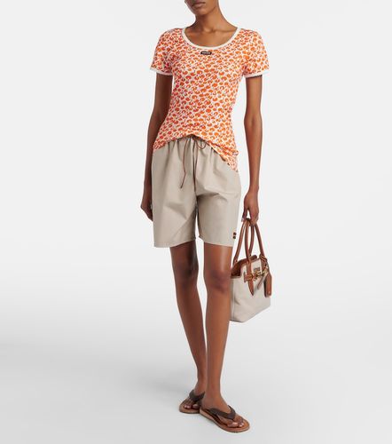 Camiseta de algodón estampada con encaje - Miu Miu - Modalova