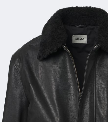 Bari teddy-trimmed leather blouson jacket - Arma - Modalova