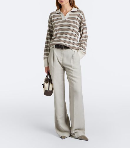 Jersey polo en mezcla de algodón a rayas - Brunello Cucinelli - Modalova