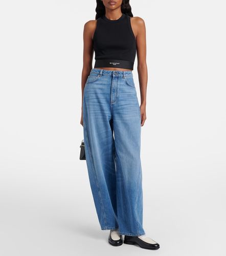 Top cropped acanalado de algodón con logo - Givenchy - Modalova