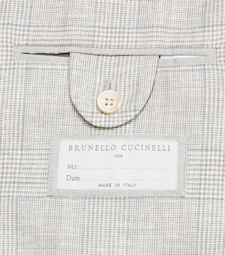 Checked double-breasted wool blazer - Brunello Cucinelli - Modalova