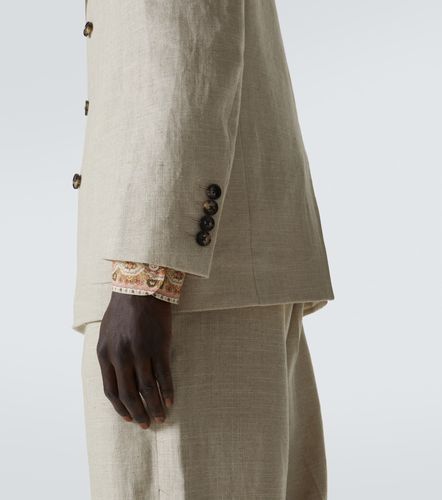 Double-breasted linen-blend blazer - Valentino - Modalova