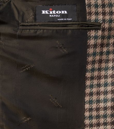 Checked wool, silk, and linen blazer - Kiton - Modalova